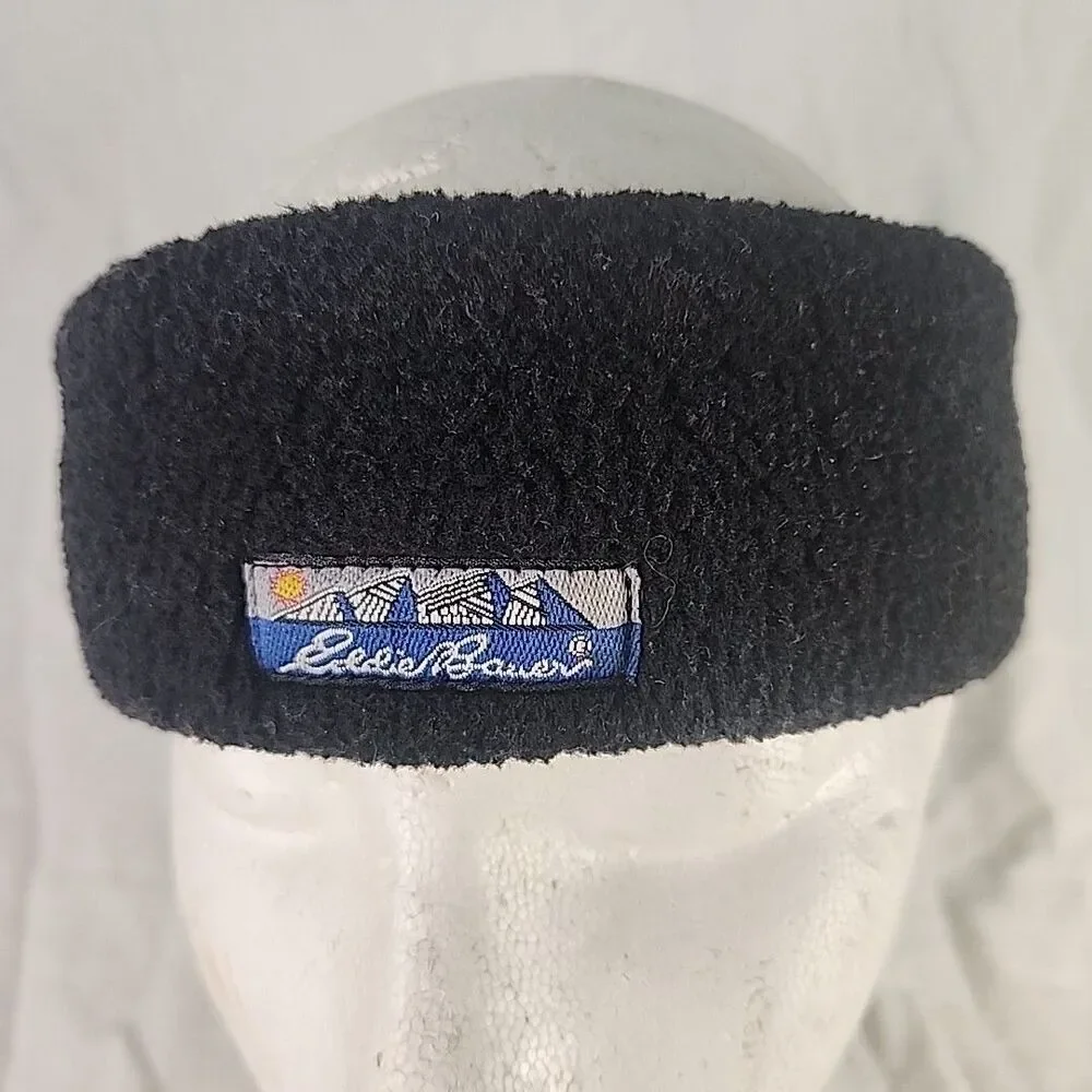 Eddie Bauer Fleece Headband Adult One Size Black Vintage Made in USA Polyester